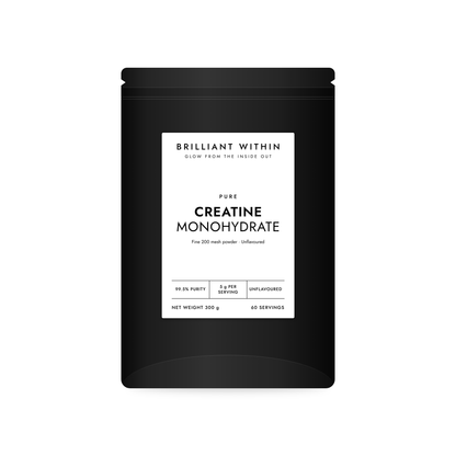 Brilliant Within Pure Creatine Monohydrate for women, 300 g black pouch, front
